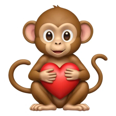 Monkey hugging a heart  sticker
