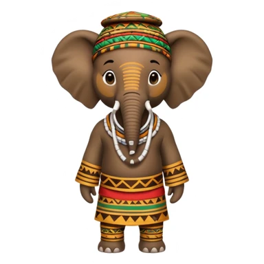 a-3d-cartoon-african-elephant-from-the-1800s-wearing-traditional-african-tribal-clothing,-calm-expression,-natural-background,-memoji-style-realism. sticker