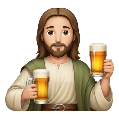 Jesus holding a beer sticker