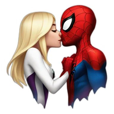 Spiderman and Spider-Gwen kissing sticker