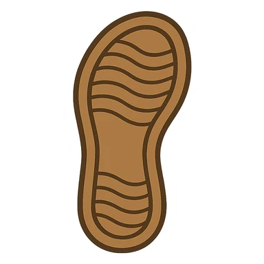 Create an emoji style sandal sole, matching the reference image, with a simplified tread pattern, viewed directly from the bottom, classic emoji look. sticker