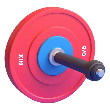 Barbell with weight plates gym equipment floating in the air, bright colors sticker