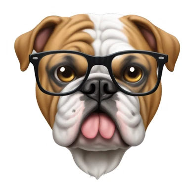English bulldog with glasses  sticker