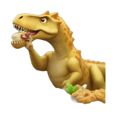 crazy man eating perogis on a dinosaur sticker
