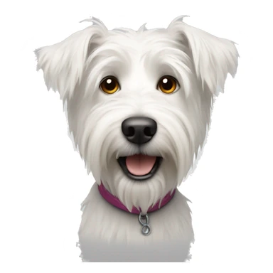 Thin shaggy scruffy white terrier dog sticker