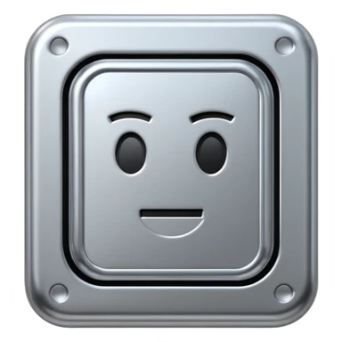 A futuristic microchip emoji made of polished silver chrome, minimal circuit details, smooth metallic surface, soft lighting, iOS emoji style, centered, clean white background sticker