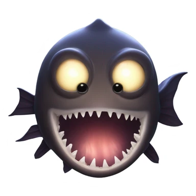 Anglerfish with glowing lure, sharp teeth, and big eyes. sticker