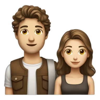 italian young cool couple brown hairs and white skin sticker