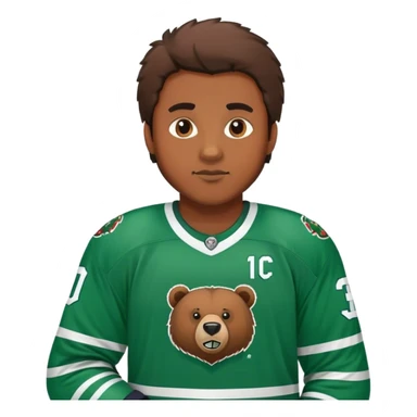 Hockey player in a green jersey team name Bears sticker