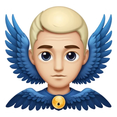 Moon eye man with wings and claws on the back sticker