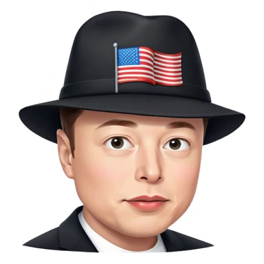 elon musk wearing a black "MAGA" hat sticker