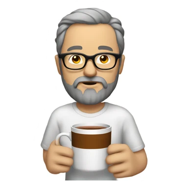 White man with brown beard and glasses sipping tea sticker