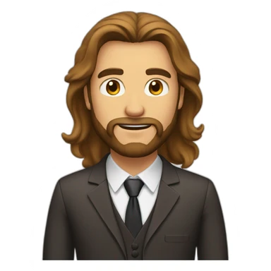 Man brown long hair with beard with suit sticker