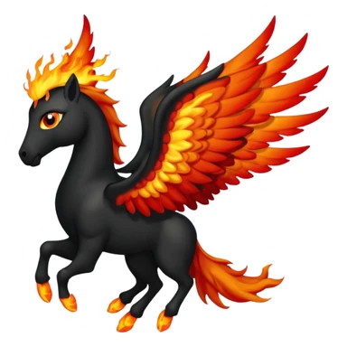 Pegaso negro ojos de fuego y alas de fuego sticker