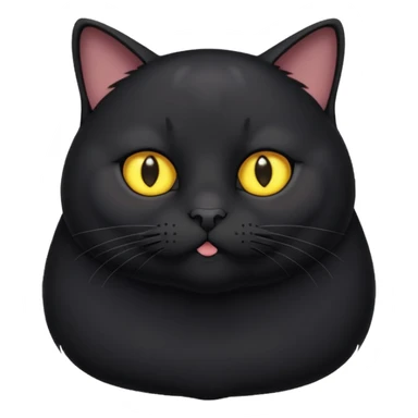 Un gato negro gordito con los ojos de color amarillos sticker