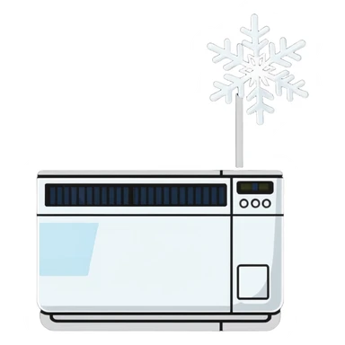 split system air conditioner with snowflake symbol sticker
