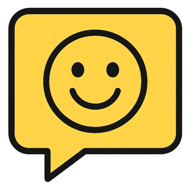speech bubble with smiley face, lineal color icon with black outlines sticker