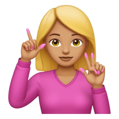 Yellow female emoji left hand with pink fingernails making an “L” with index finger and thumb sticker