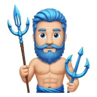 An emoji of the Greek god Poseidon. He is a strong, bearded man with a majestic expression, holding a trident. sticker