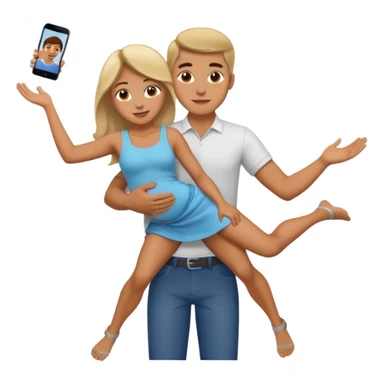 guy holding women up in the air on his waist  sticker