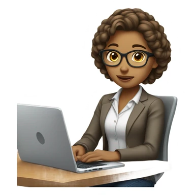 Medium hair light Brown girl, computer science intern with a laptop  sticker