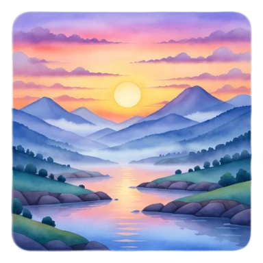 watercolor misty sunset sticker