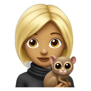 Blonde avec une écharpe noire avec un tarsier sticker
