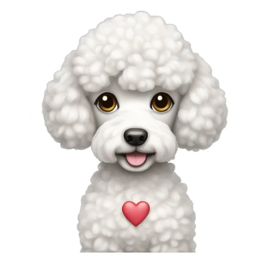 Poodle with white heart sticker