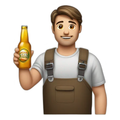 man holding bottled closed beer sticker