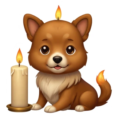 dog holding a lit aromatic candle in hand sticker