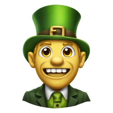 Leprechaun with laughably crossed eyes and an open mouth with crooked teeth. Just one yellow skin. Eyes more crossed. Whole body cross the eyes.  sticker