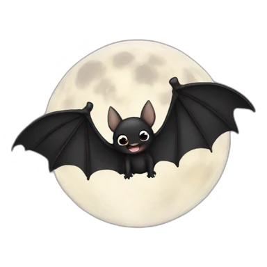 black happy baby bat wings in front of moon sticker
