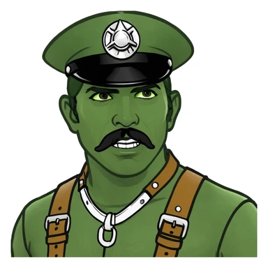 Man with light brown hair in leather harness like the village people  sticker