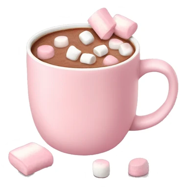 Light Pink mug of hot chocolate with marshmallows  sticker