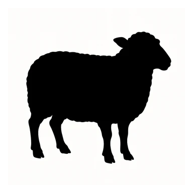 Sheep black silhouette white background sticker