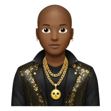 Tyrese Gibson with black sequin jacket, black shirt with necklace sticker