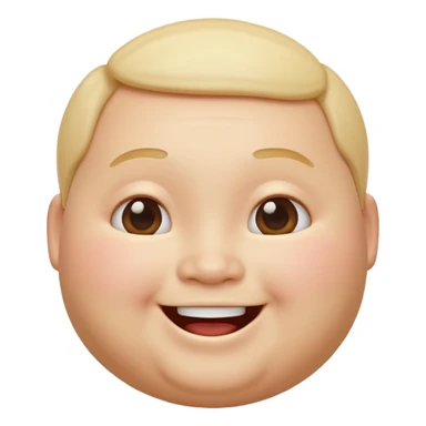 A 3D emoji in iOS emoji aesthetic style of a chubby person with round cheeks and a happy smile, soft and friendly expression, smooth glossy texture, minimal white background. sticker