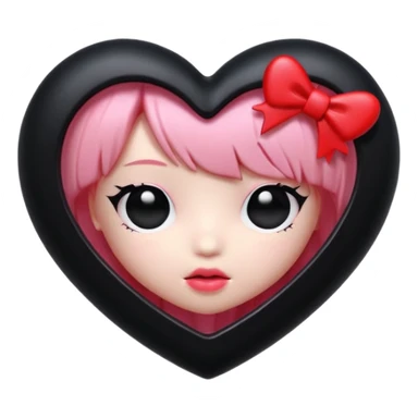 realistic 3d soft cute blackpink goth heart sticker