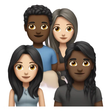 3 white girls with long black hair and 3 men sticker