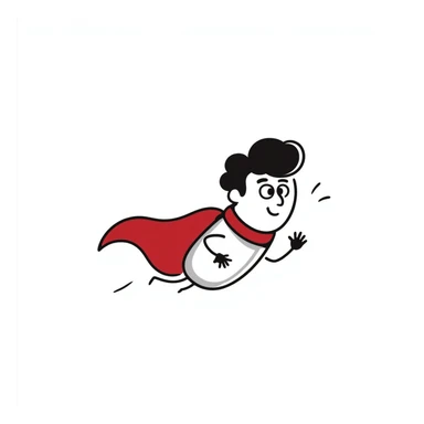 Sketchy medicine pill with cape flying like a superhero sticker