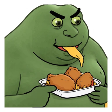 fat black man eating fried chicken  sticker