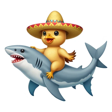 Chicken wearing a sombrero riding a shark sticker