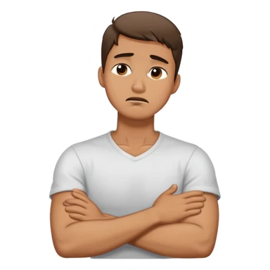 Arms crossed, gripping neck crying face guy sticker