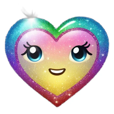 sparkly glittery shiny heart rainbow sticker