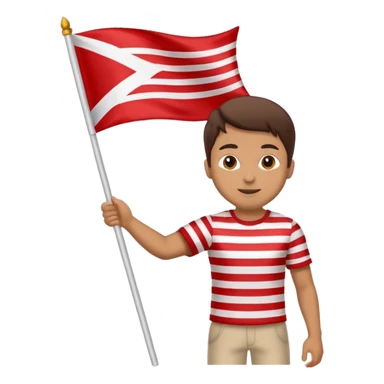 Man holding a flag sticker