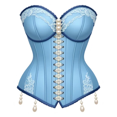 baby blue lace pearls corset sticker