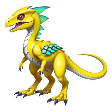 Shiny Futuristic Fakemon-Pokemon-Digimon-Spectrobes-Raptor-fusion, full body sticker