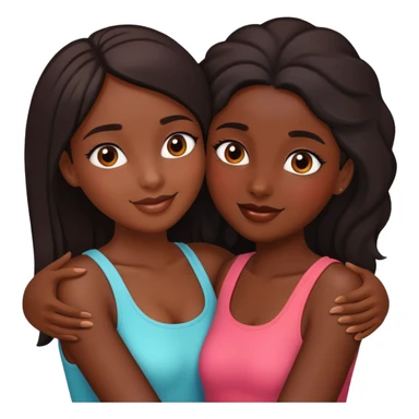 Dos chicas morenas lindas coquetas abrazadas sticker