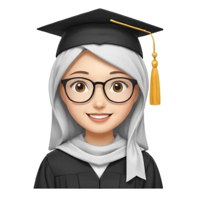 cute white woman with hijab, glasses, and graduation cap sticker