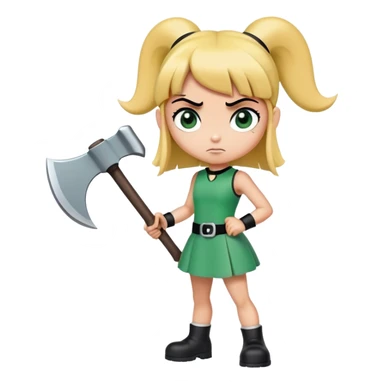 Buttercup from powerpuff girls holding a giant axe  sticker